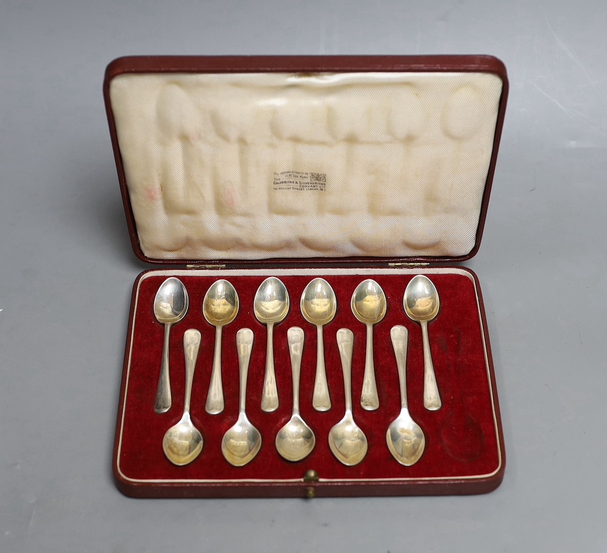 A cased set of eleven (of 12) George VI silver coffee spoons, Sheffield, 1950.